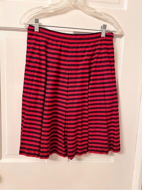 J. Crew Red and Black Striped Skater Skirt